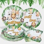 24 kit vaisselle jetableassiette jetable assiette jungle anniversaire garcon assiette carton tasses et ...