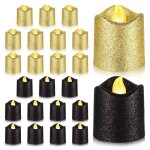 24 paquets de bougies votives sans flamme dor�es � paillettes noires led bougies chauffe - plat � piles ...