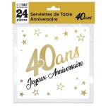 Serviettes de table - ref / stam00or04 - 40 ans - dor� or m�tallis� - 33x33cm - 3 plis