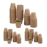 Pot jardinage en set lot de 240 pour plantes godet semis cellulose rond 8 cm beige