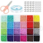 24000pcs mini perles de bijoux de 2 mm - ensemble de perles de couleur avec crochet � boucle 24 couleurs ...