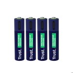 25671 pack de 4 piles rechargeables par usb - c trust type aaa - 500 mah - cable recharge inclus (lr03) ...