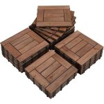 27 x dalles de terrasse clipsables en bois - 30 x 30 cm - pour patio jardin � c�t� de la piscine - marron ...