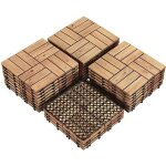 27 x dalles de terrasse clipsables en bois - 30 x 30 cm - rev�tement de sol ext�rieur int�rieur 30 x ...