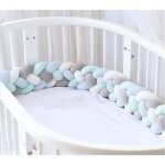 2m tour de lit b�b� coussin serpent coussin tress� pare - chocs velours protection b�b� gris + blanc ...