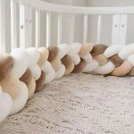 2m tour de lit coussin serpent coussin tress pare - chocs velours protection bb blanc + blanc + kaki ...