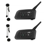 2pcs 1200m intercom bluetooth casque de moto tanche intercom moto headset kit main libre connecter jusqu ...