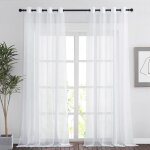 2pcs 140 * 240cm rideau voilage - double panneaux rideau en voile tulle avec oeillets draperies souple ...