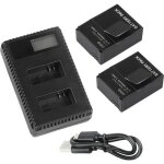 2pcs 3. 7v 1600mah ahdbt - 201 - 301 batterie + chargeur usb double pour gopro hero 3 3 + - noir