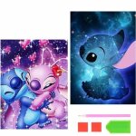 Kit de peinture diamant 5d - diy - stitch - multicolore - pour adultes et enfants - d�coration murale ...