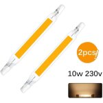 2pcs ampoules led r7s 10w 118mm cob 110v 230 v remplacer lampe halogne - blanc chaud
