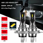 2pcs ampoules de phare h4 led 80w ultra - haute luminosit� 6000k blanc