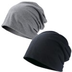 Bonnet en coton pour homme et femme - lot de 2 - noir et gris - taille unique - automne / hiver