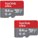 Carte m�moire - sandisk - ultra 64go - adaptateur sd - vitesse de lecture 100mo / s - classe 10 u1 a1 ...