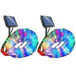 2pcs guirlande lumineuse solaire 100 leds exterieur 40ft etanche lampe  tube  changement de couleur ...