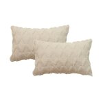 2pcs de housses de coussin rectangulaire 30cm x 50cm en peluche style scandinave couleur unie - beige ...