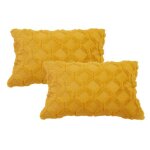 2pcs de housses de coussin rectangulaire 30cm x 50cm en peluche style scandinave couleur unie - jaune ...
