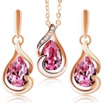 2splendid magnifique parure baigne dans lor avec cristaux autrichiens. ensemble collier et boucles ...