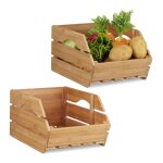 2x caisses en bambou cagette effet bois bote de rangement empilable universelle hxlxp: 205 x 27 x 38 ...