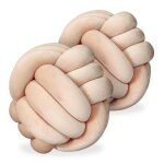 2x coussins nous canap dcoratif scandinave oreiller d?ornement n?ud  25 cm beige