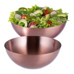 2x saladiers inox m�langeur rond pour cuisiner et pour le service 9x235 cm salades d�co de table cuivre ...