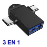 3 en 1 adaptateur otg type c / usb c micro usb vers usb 3. 0 convertisseur de donnes charge clavier ...