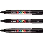 3 marqueurs posca pc - 5m noir pointe moyenne conique