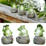 3 pcs jardin grenouille statue d�corationgrenouilles assis sur sculptures en pierre int�rieur en plein ...