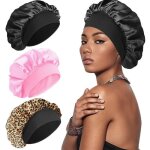 3 pices bonnet satin cheveux nuitbonnet femme en satin pour dormirdoux et confortable bonnet de douche ...