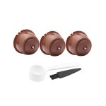 3 pi�ces capsule de caf� r�utilis�e dosette de caf� en plastique marron avec brosse et cuill�re pour ...