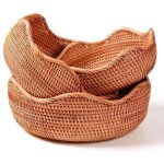 3 pices panier de rangement rond en rotin corbeille de fruits en osier organisateur tress naturel pour ...