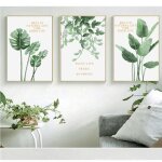 3 pices peinture murale dart de mur de toile moderne minimaliste planteart mural vgtal vert feuillesans ...