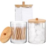 3 pices porte - qtip en acrylique bote  coton - tige rond pot boule de coton - tige distributeur de ...