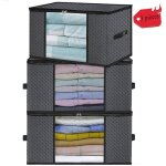 3 pices sac de rangement grande capacit pliable bote de rangement 70l pour couette literie vtements ...
