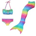 3 pices set maillot de bain fille en forme de queue de sirne 110cm - rose