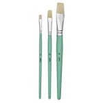 3 pinceaux - plat - acrylique et huile - n4 n10 n18 - manche court - pbo