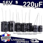 3 x condensateur chimique lectrolytique 220f 220uf 16v - 40 + 105c