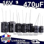 3 x condensateur chimique lectrolytique 470f 470uf 16v - 40 + 105c