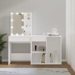 Vidaxl coiffeuse � led avec armoire table cosm�tique coiffeuse de maquillage table � bijoux chambre � ...