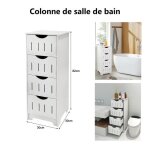 30x30x82cm colonne armoire de salle de bain willonin� meuble de rangement avec 4 tiroirs pour salon chambre ...