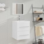 3114163 vidaxl meuble lavabo avec bassin int�gr� blanc bois ding�nierie