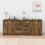 3115785 vidaxl buffets 3 pcs ch�ne fum� bois ding�nierie
