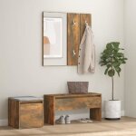 Vidaxl ensemble de meubles de couloir banc dentre miroir panneau de portemanteau ensemble de vestiaire ...