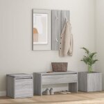 Vidaxl ensemble de meubles de couloir banc dentre bote de rangement miroir de coiffeuse porte - manteau ...