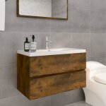 Vidaxl meuble lavabo avec bassin int�gr� armoire de salle de bain meuble de rangement de salle deau int�rieur ...