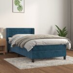 3131001 vidaxl lit � sommier tapissier avec matelas bleu fonc� 90x200 cm