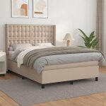 3132500 vidaxl lit � sommier tapissier avec matelas cappuccino 140x190 cm