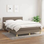 3140693 vidaxl lit � sommier tapissier avec matelas taupe 140x190 cm tissu