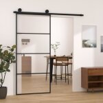 Vidaxl porte coulissante avec kit de guincaillerie porte givre rail coulissant butes de porte bloc ...