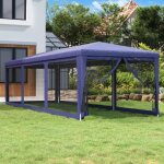319242 vidaxl tente de fte avec 8 parois latrales en maille bleu 3x9 m pehd
